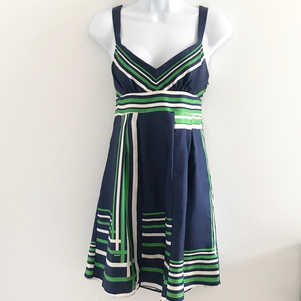 Guess Vintage Navy Blue Silk Babydoll Summer Dress